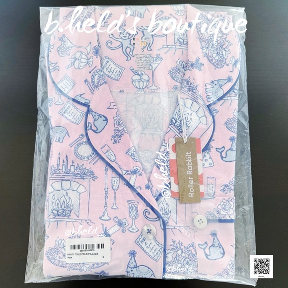 Roller Rabbit Party Toile Polo Pajamas in Pink Size Small (S) Brand New NWT - Picture 13 of 14